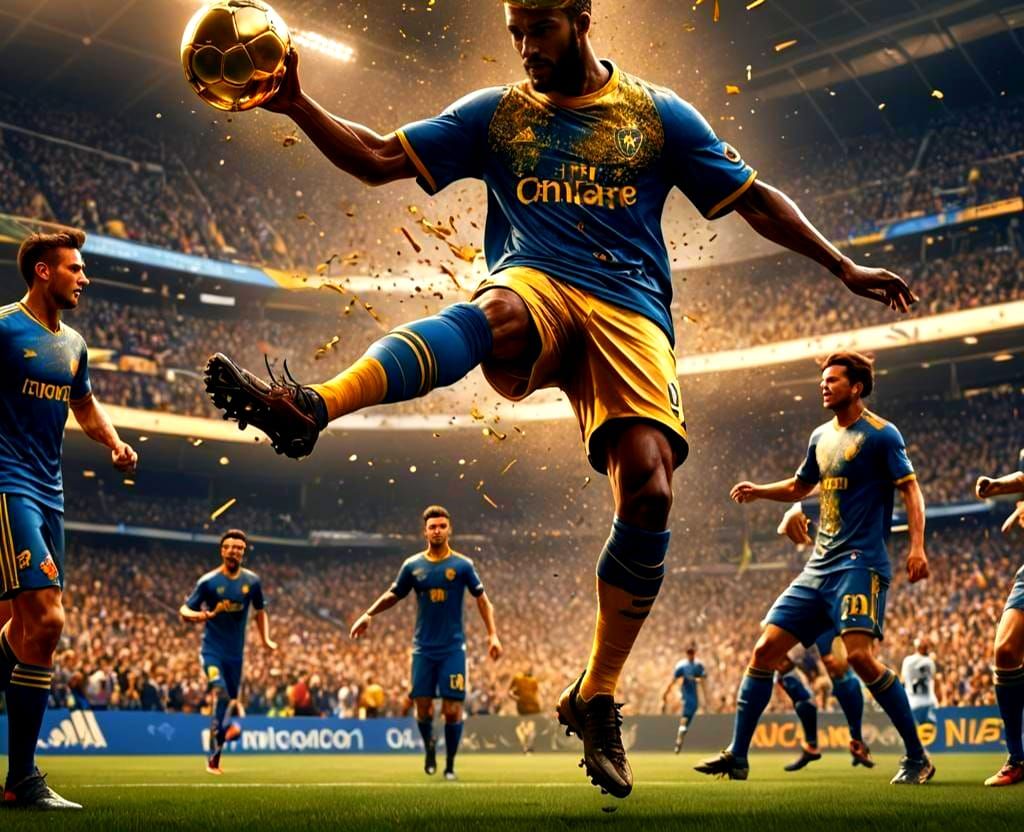 Soccer Player Celebrates Victory with Gold Cup