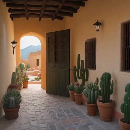 Mexican Countryside Painting in Warm Colors