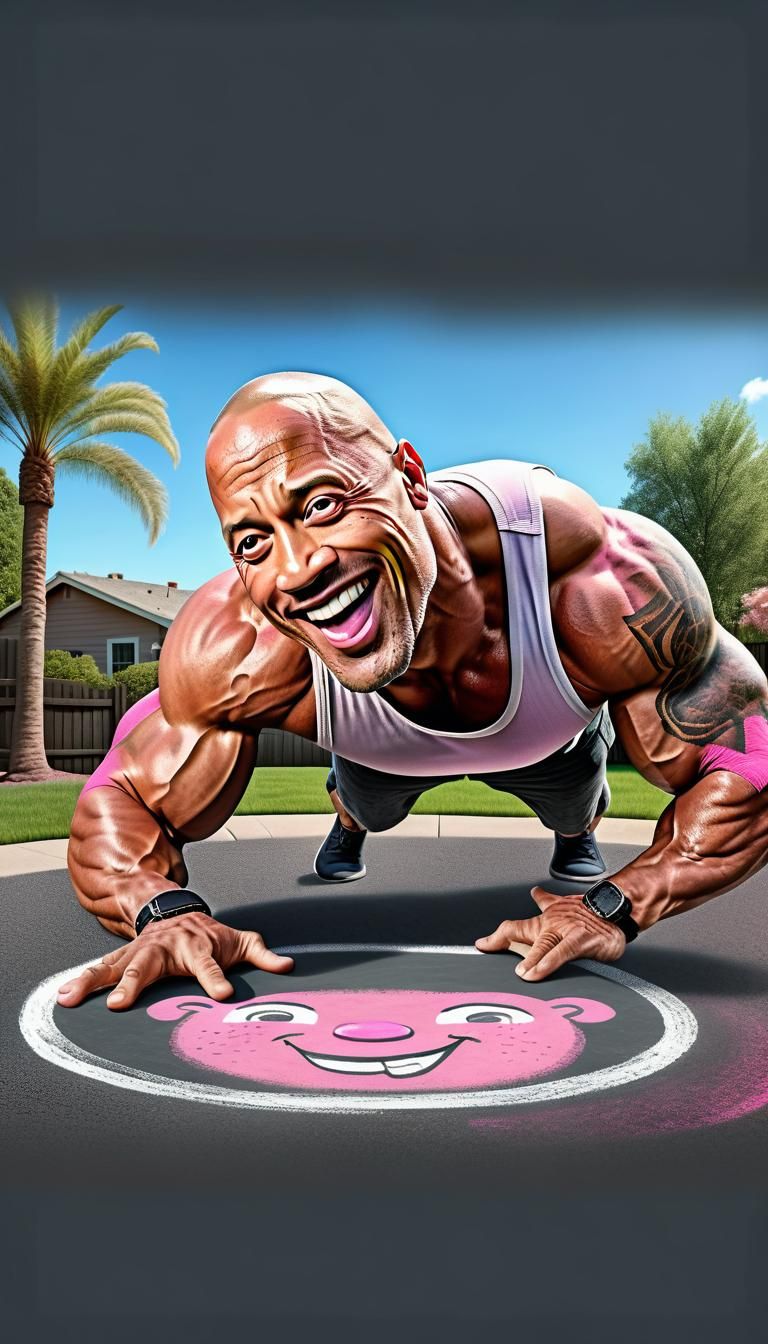 Funny 3D Render of Muscular Man Doing Push-Ups