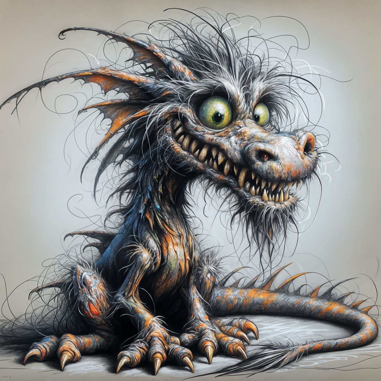 Whimsical Dragon with Wild Expression in Fauvist Style