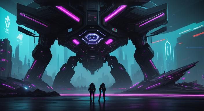 Boy in Cyberpunk Cityscape Concept Art