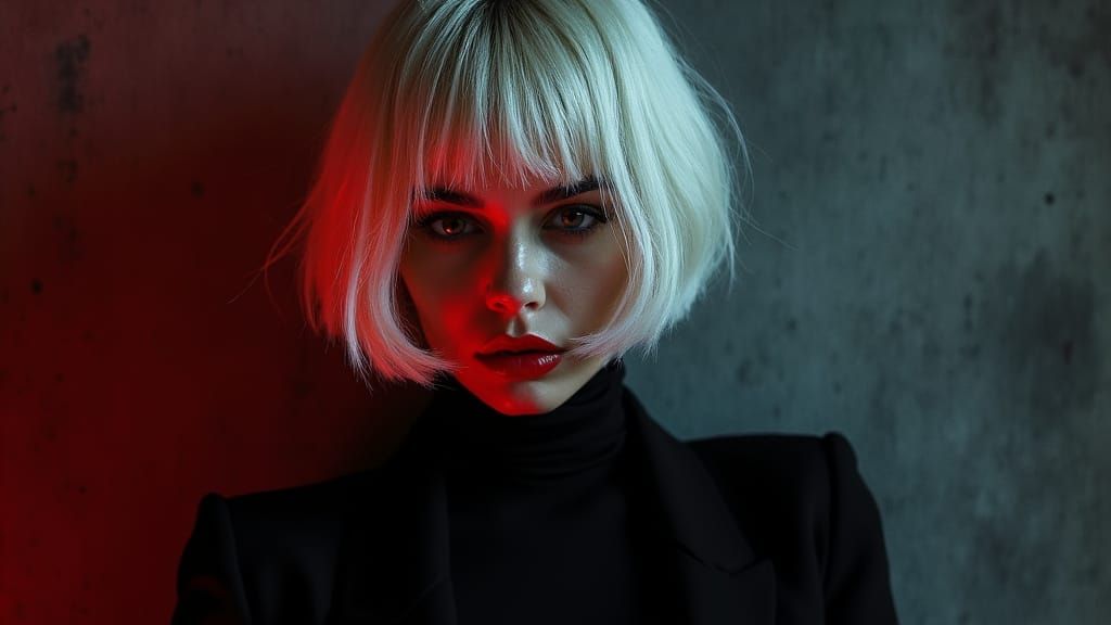 Serene Dominatrix in Cyberpunk Style