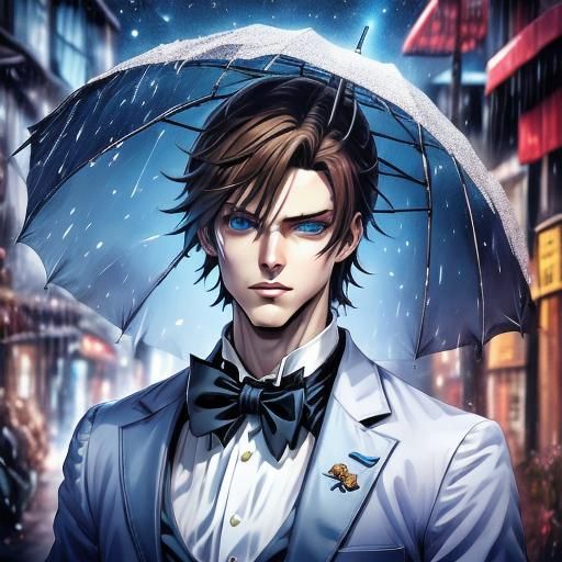 Anime Man in Tuxedo with Silver Mask