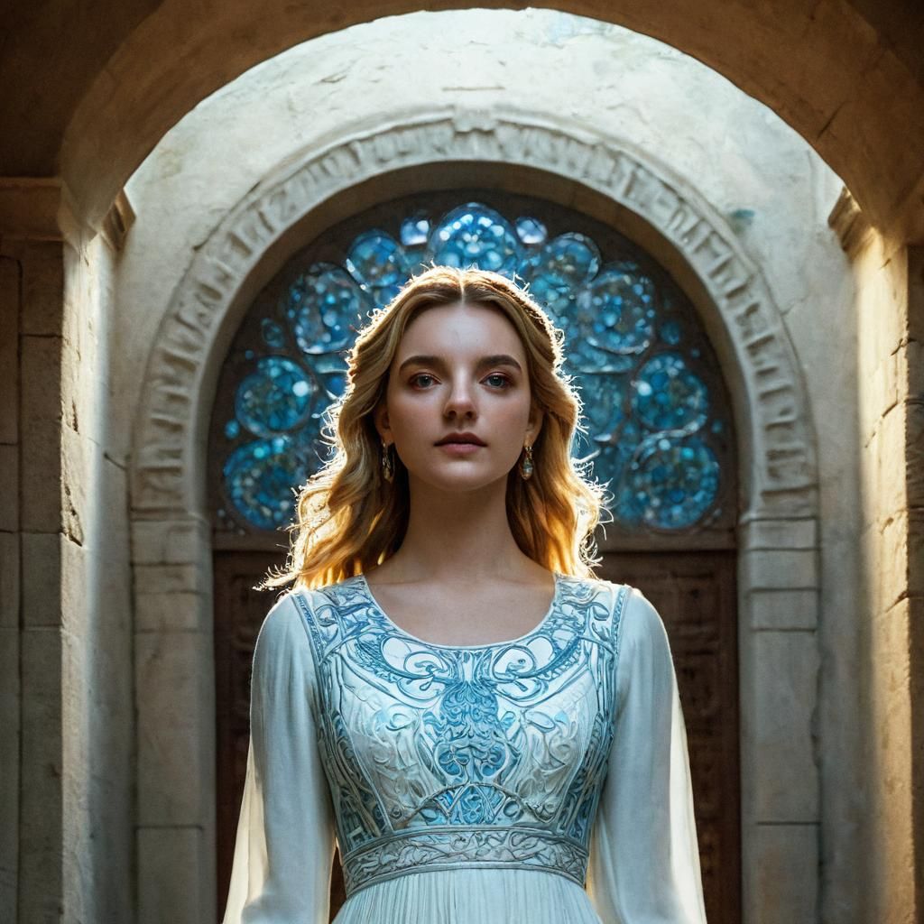 Woman in Doorway: Alphonse Mucha Inspired Art