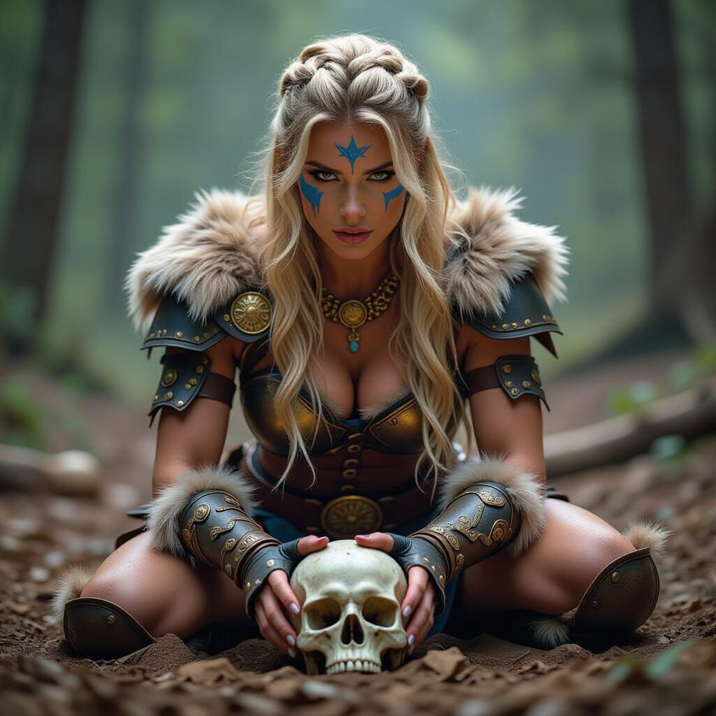 Barbarian Woman Crushing Skull: Professional Photography