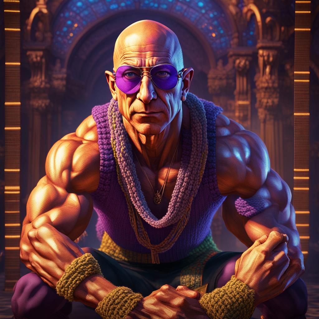 Muscular Jeff Bezos in EDM Fantasy Art