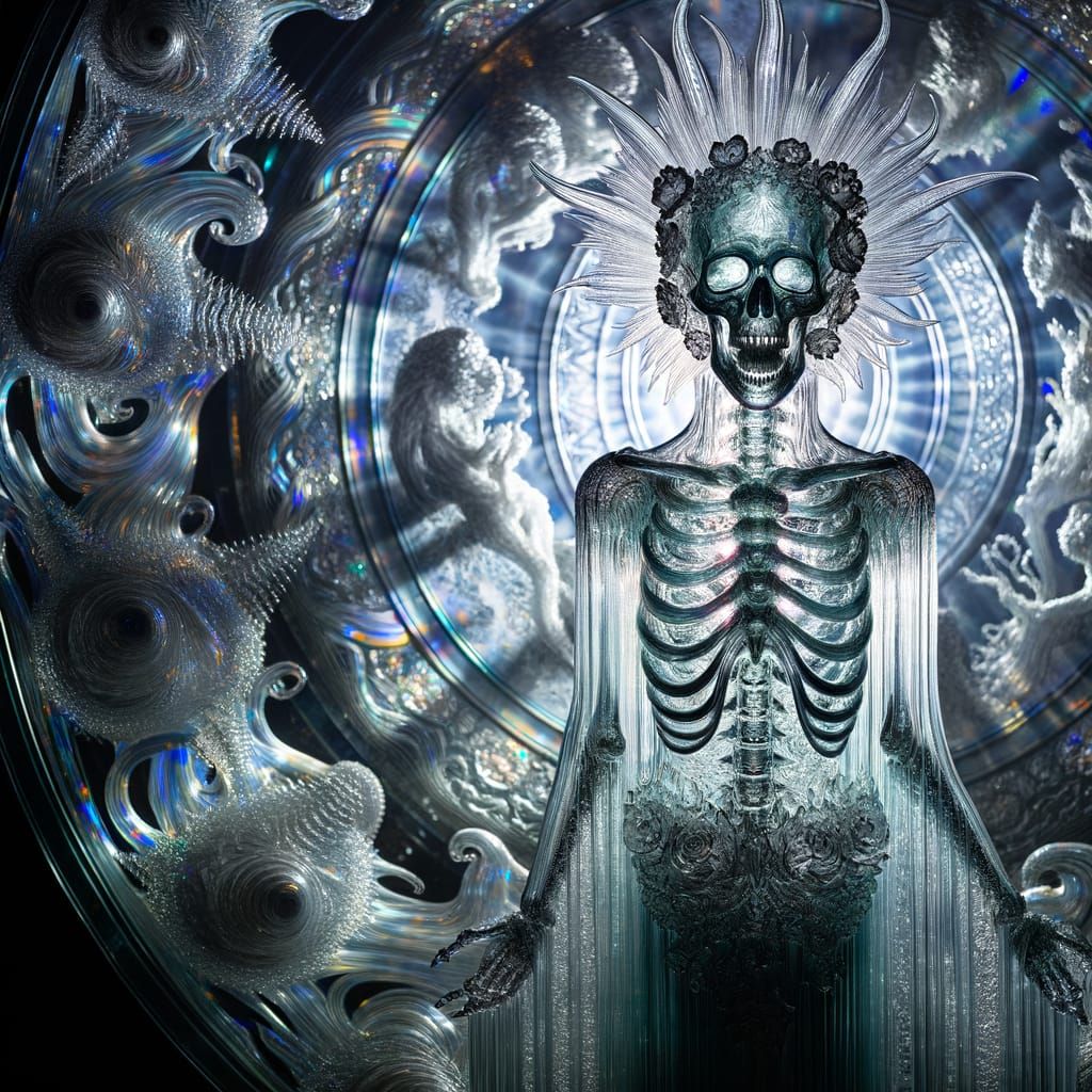 Ethereal Undead Mermaid Glass Sculpture