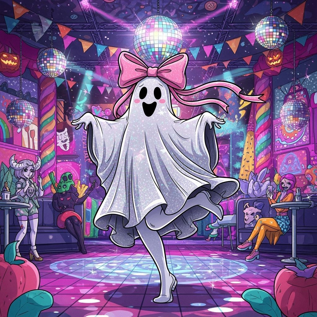 Whimsical Ghost Dancing at Halloween Disco Party