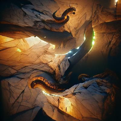 Giant Serpent in Cavern Concept Art