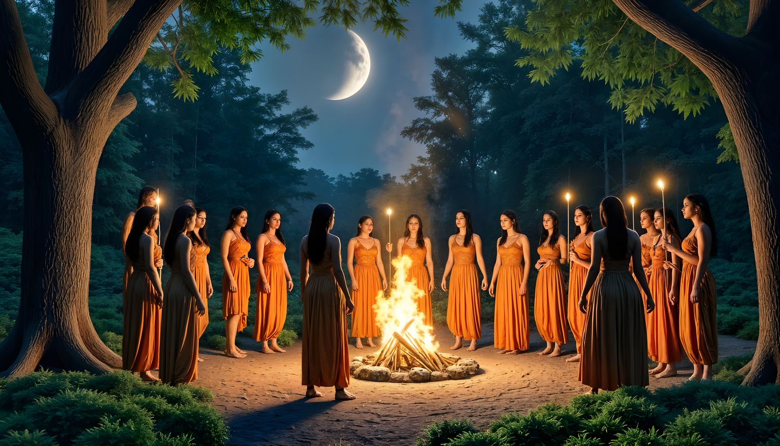 Setting:
	•	Location: A lush forest glade, surrounded by tow...