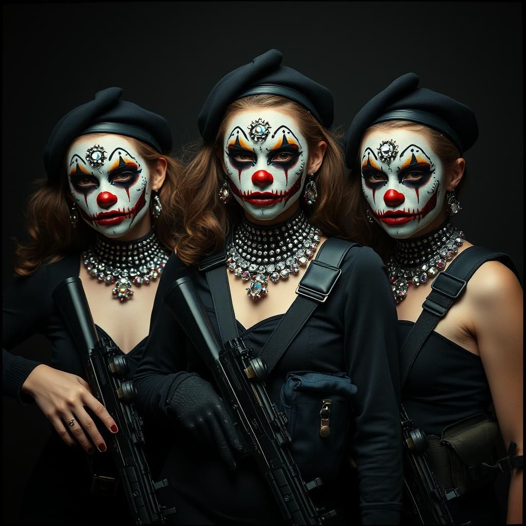 French Military Clowns in High Contrast Style