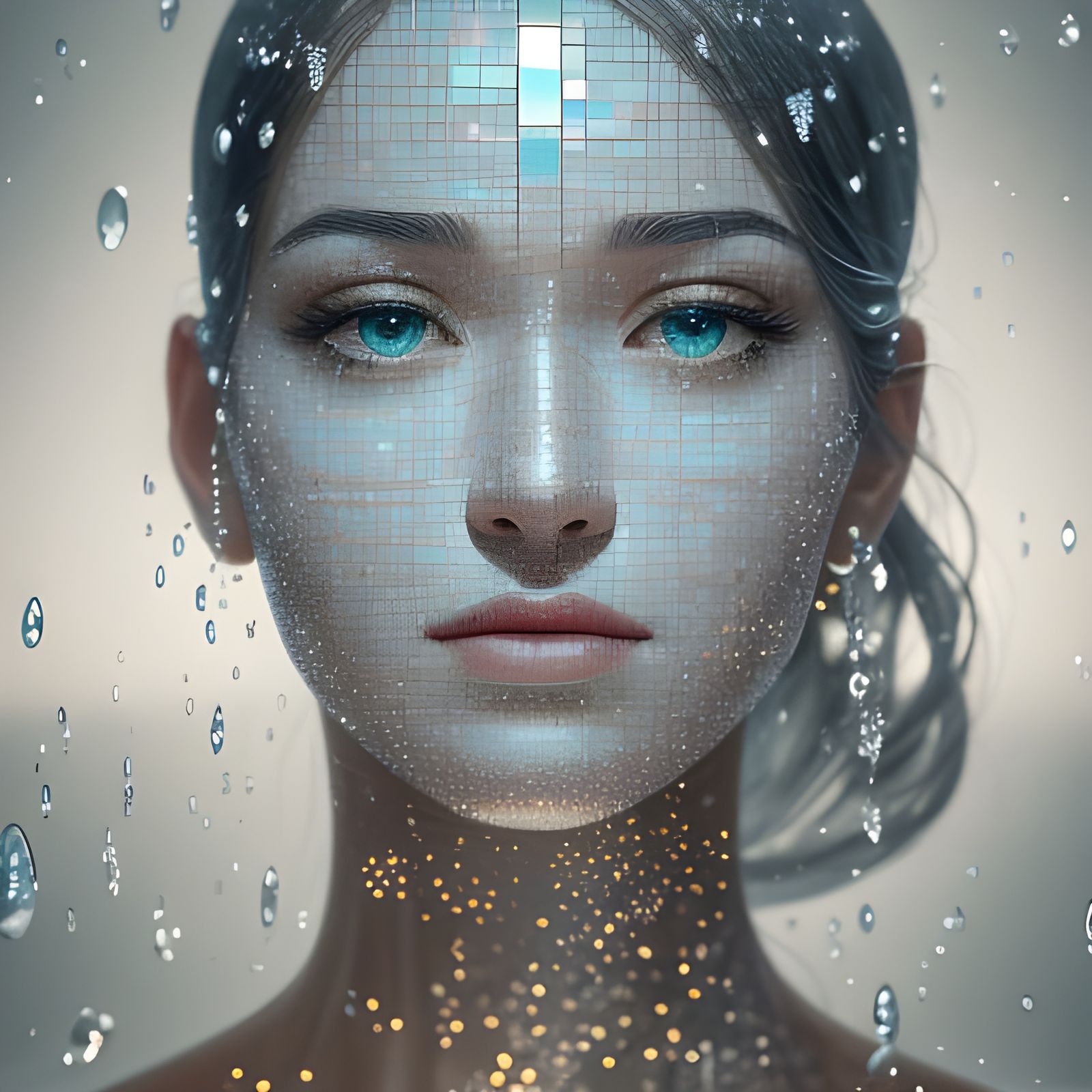 Surreal Portrait Through Transparent Glass