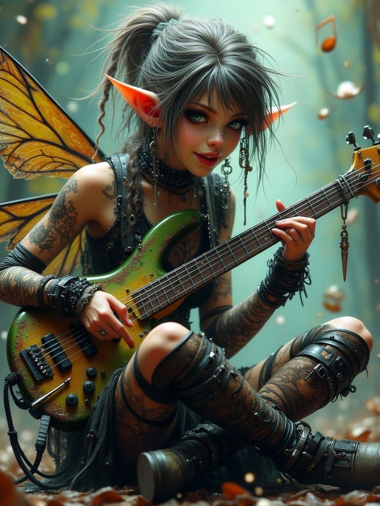 Avariel Elf playing a 5-string bass