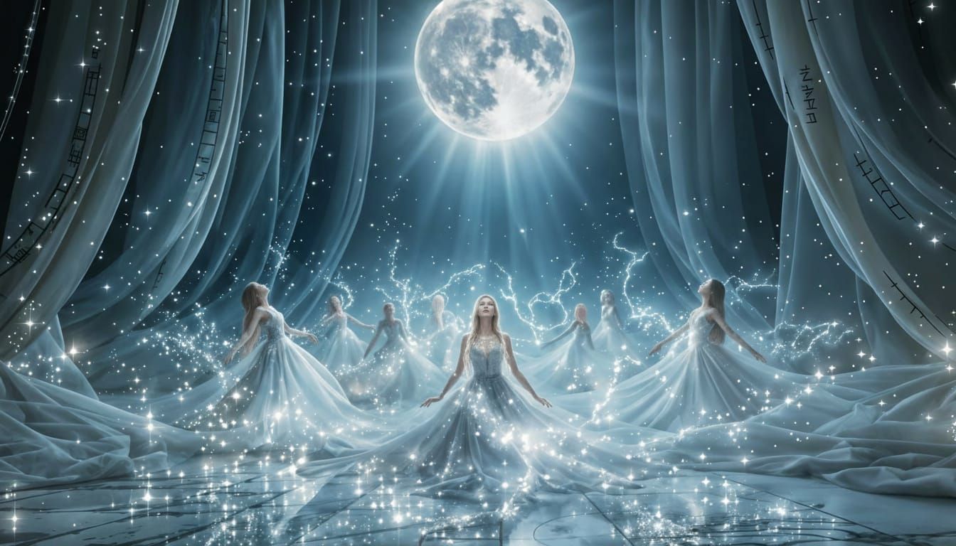 Ethereal Dancers Under Silver Moonlight