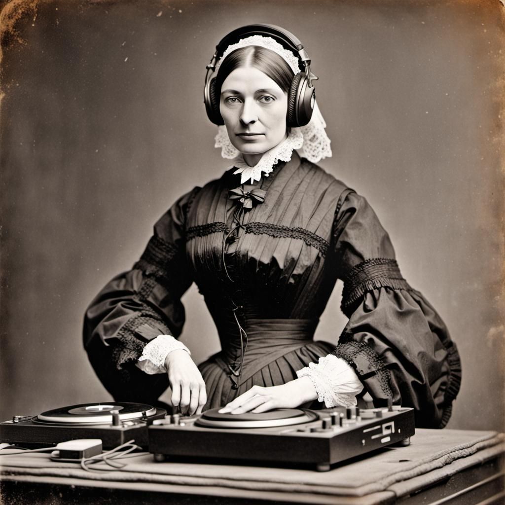Florence Nightingale Reimagined as Modern DJ