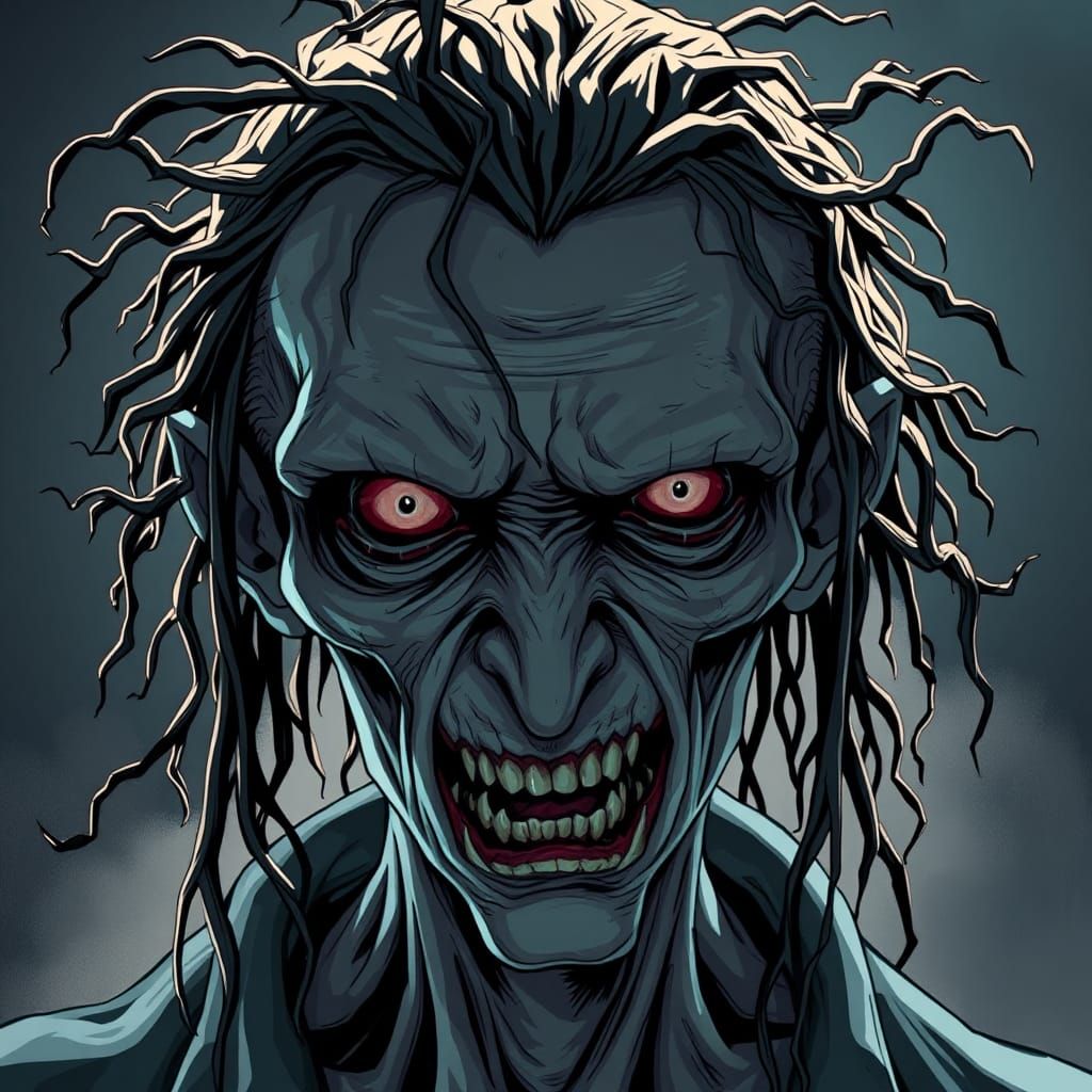 Hauntingly Gaunt Man in Anime Style