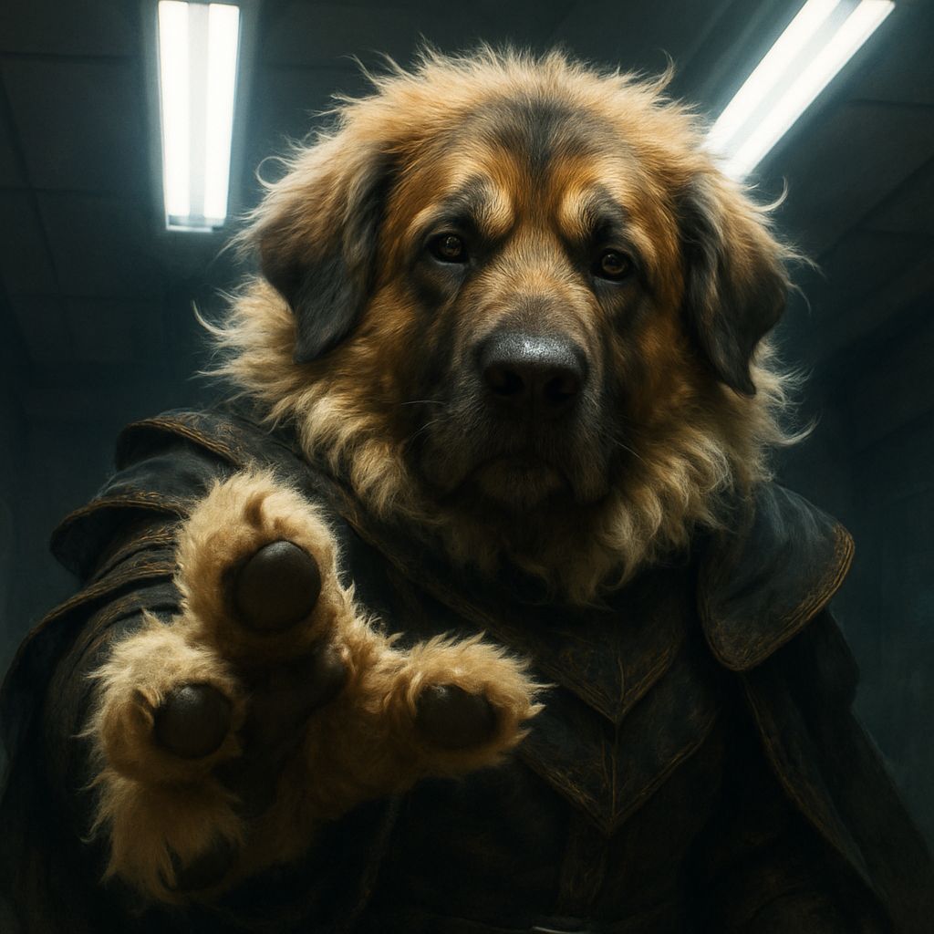 Anthropomorphic Dog with Fluffy Fur in High Fantasy Style