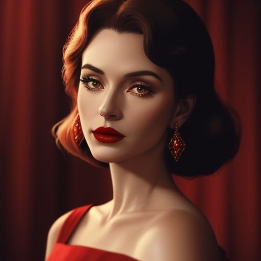 Film Noir Lady in Red Dress Cinematic Still