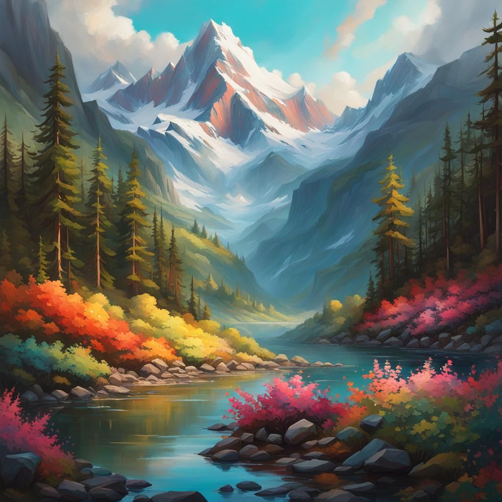 Abstract Serene Landscape Painting in 8K