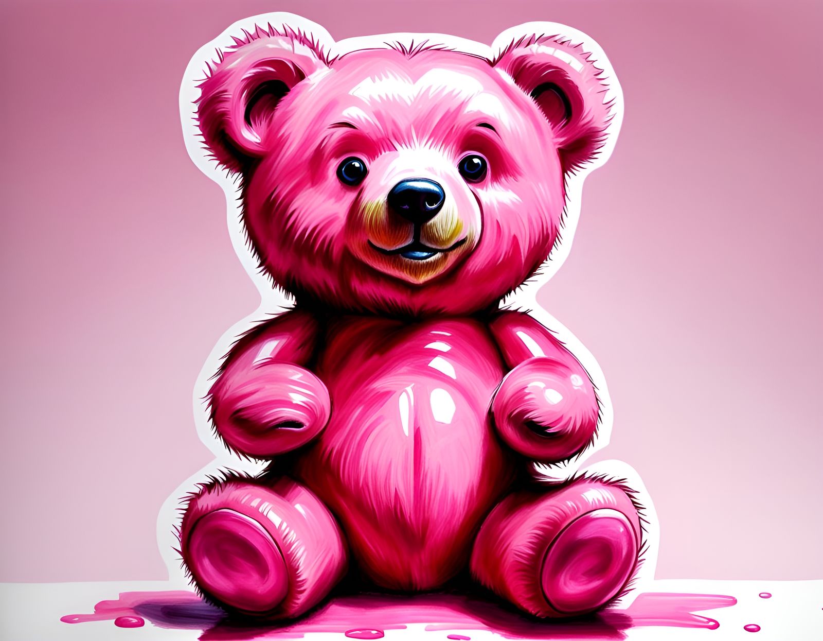 Pink Teddy Bear in Crayon Drawing Style