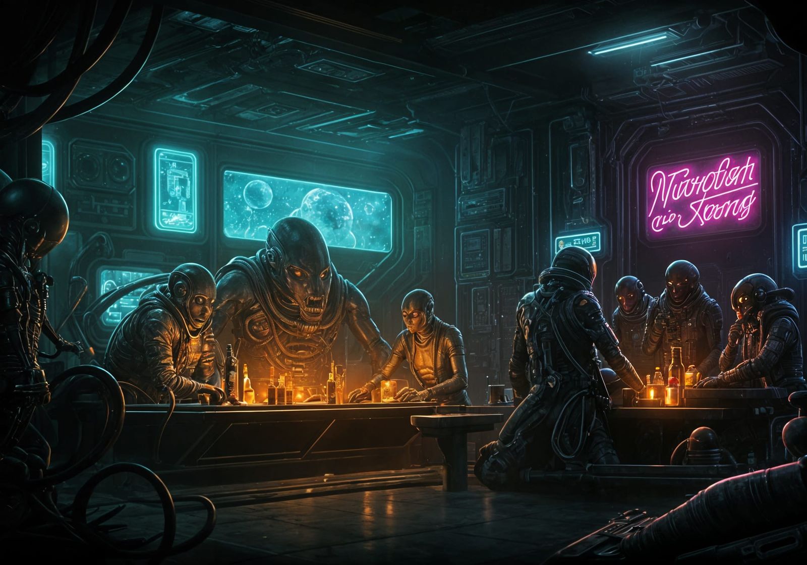 Night Cafe in an Alien Space Station