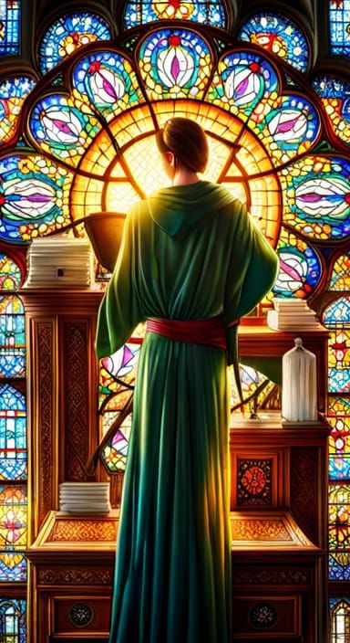 Stained Glass Comic Book with Hyperrealistic Details