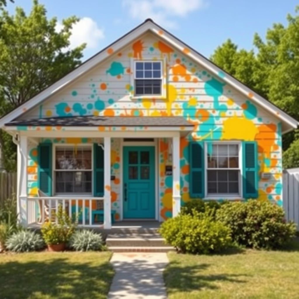 Vibrant Abstract House Facade in Expressive Colors
