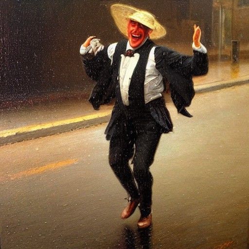 Man Dancing in 18th Century Suit, Oil Painting