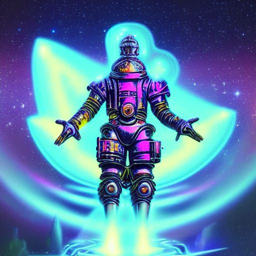Baroque Space Knight in Holographic Astral Art