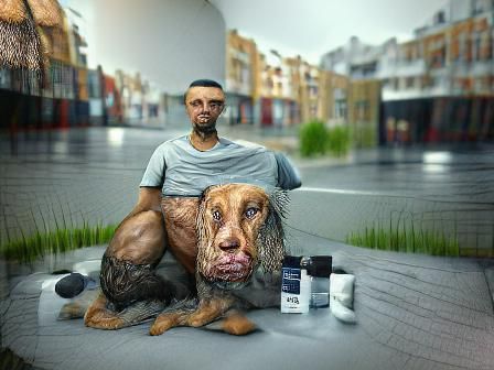 Hyperrealistic Dog-Man Hybrid Portrait in VRay Style