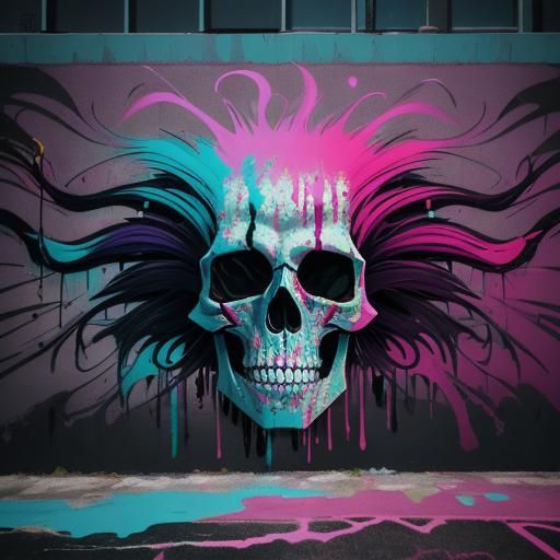Skeleton and Reaper in Surreal Street Art