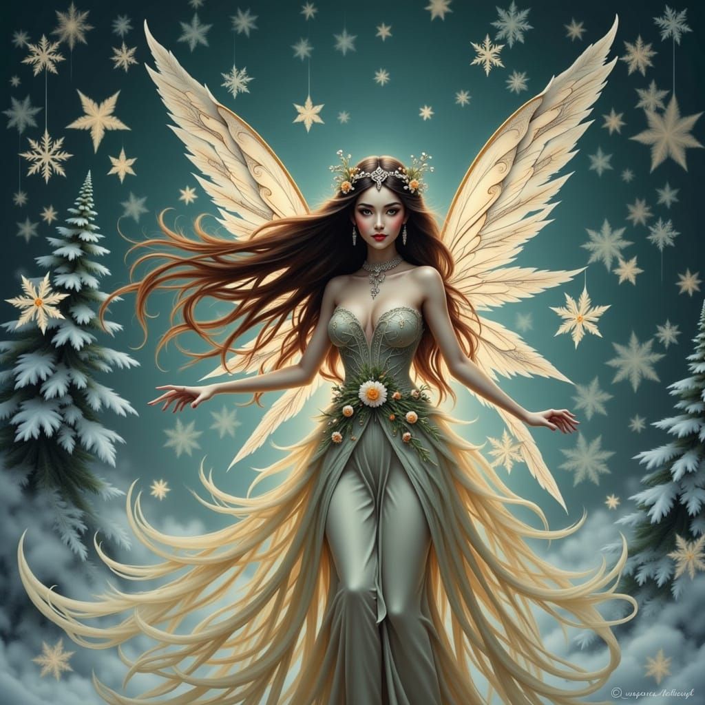 Ethereal Christmas Fairy in Winter Wonderland