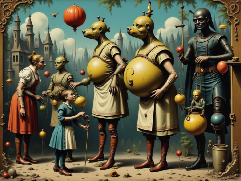 Milkmen Confront Grim Reaper in Dark Fantasy Style