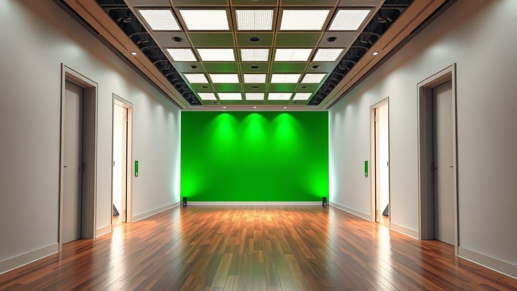 Sleek Futuristic Studio Corridor in Photorealistic Style