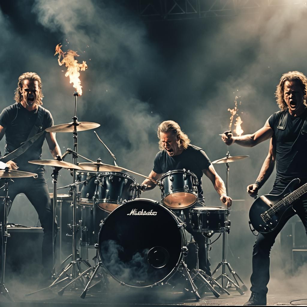 Metallica Live on Stage: Photorealistic Heavy Metal Art