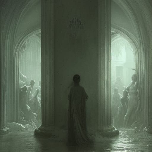 Gothic Horror Scene in Gustave Doré Style