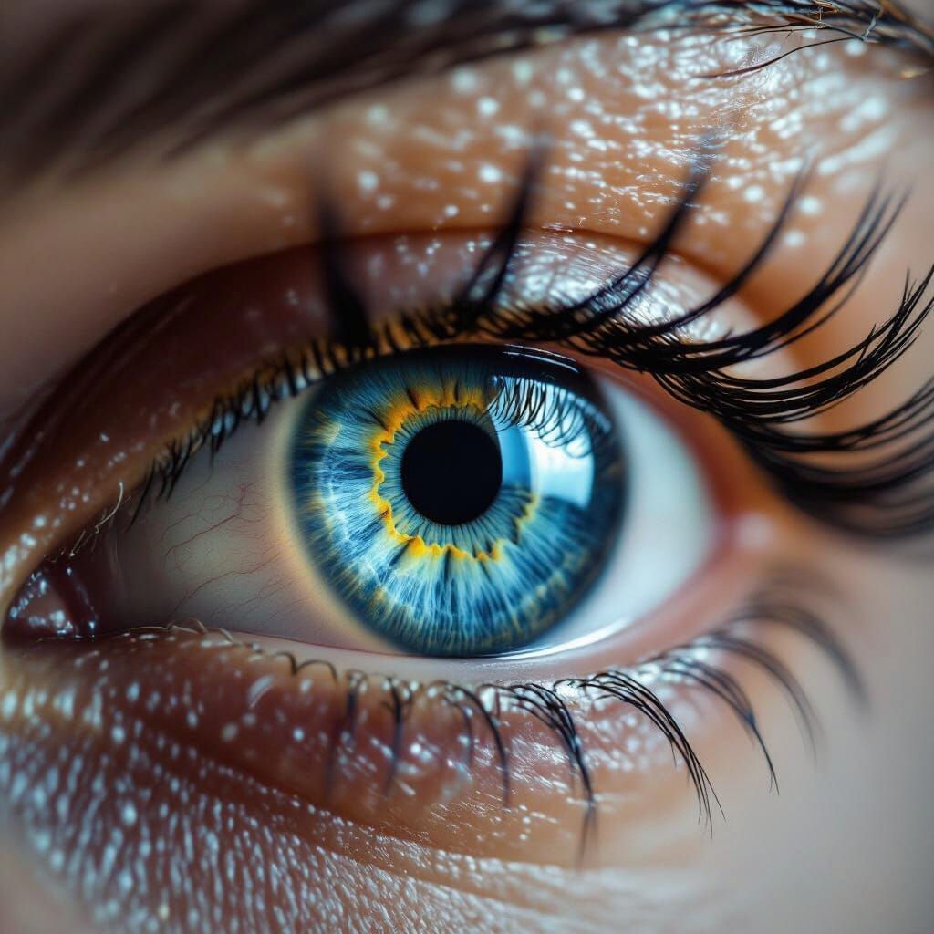 Macro Eye Close-Up: Blue and Gold Iris Details