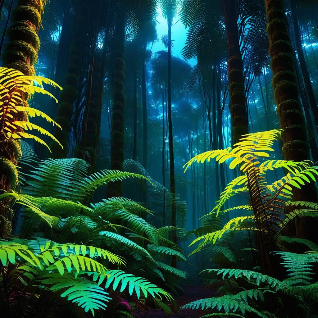 Galactic Fern Fusion: Biomechanical Forest in Unreal Engine