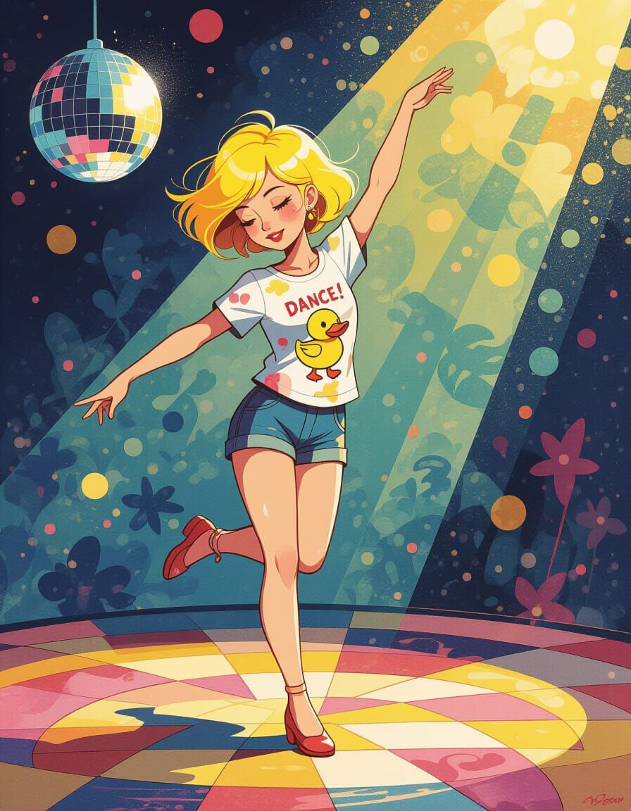 Dancing Woman Illustration in Brushwork Style