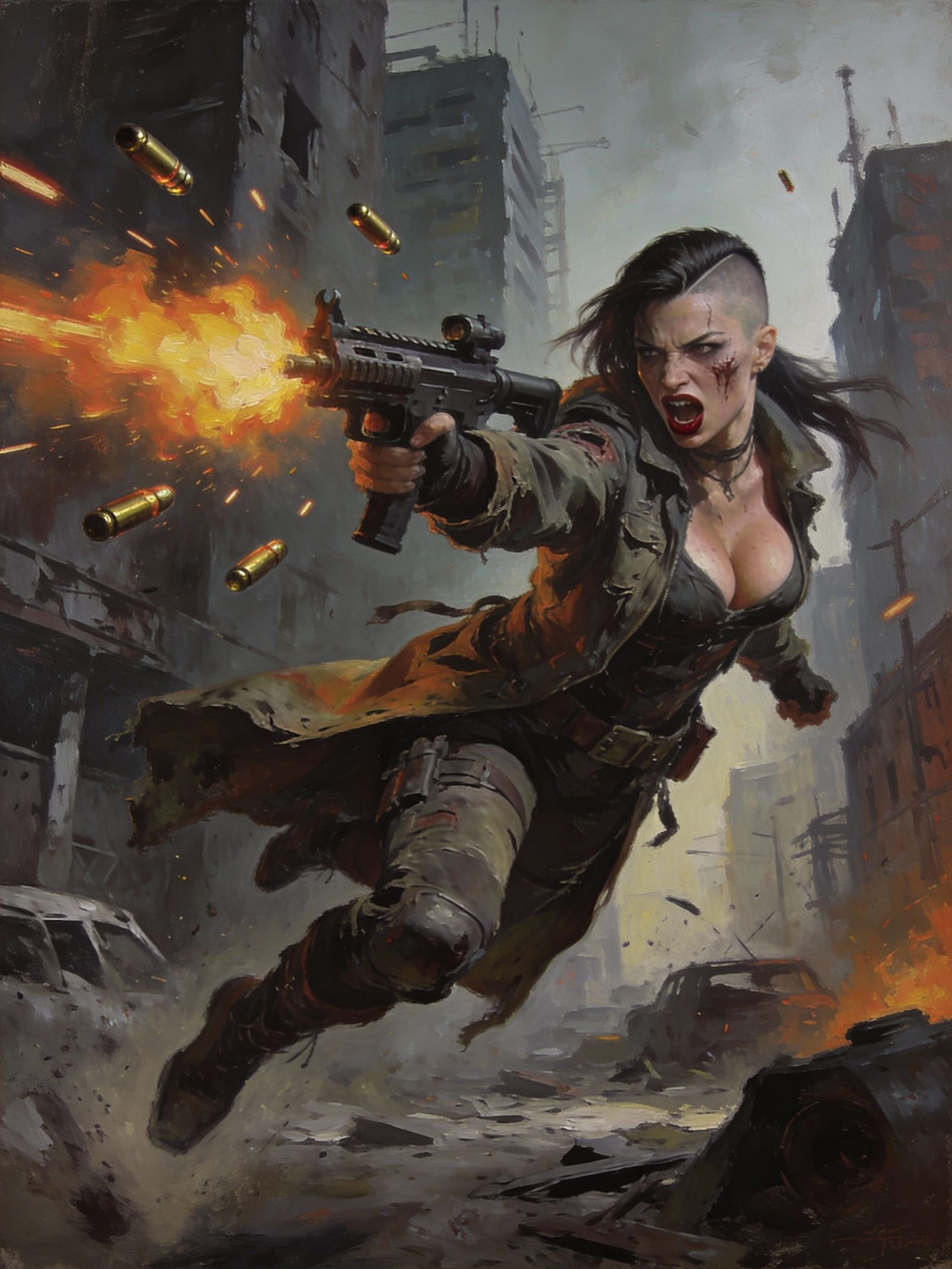 Enraged Warrior Unleashes Assault Rifle in Post-Apocalyptic ...