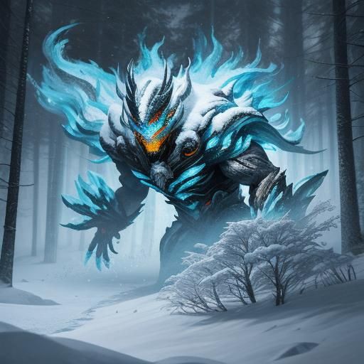 Air Elemental in Snow Forest: Hyperrealistic Splash Art