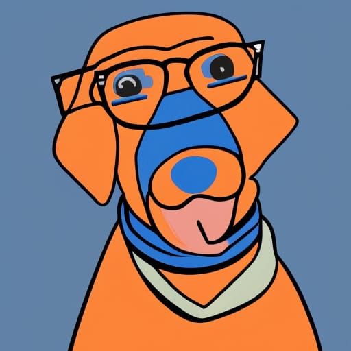 Cartoon Dog with Glasses in Pop Art Style