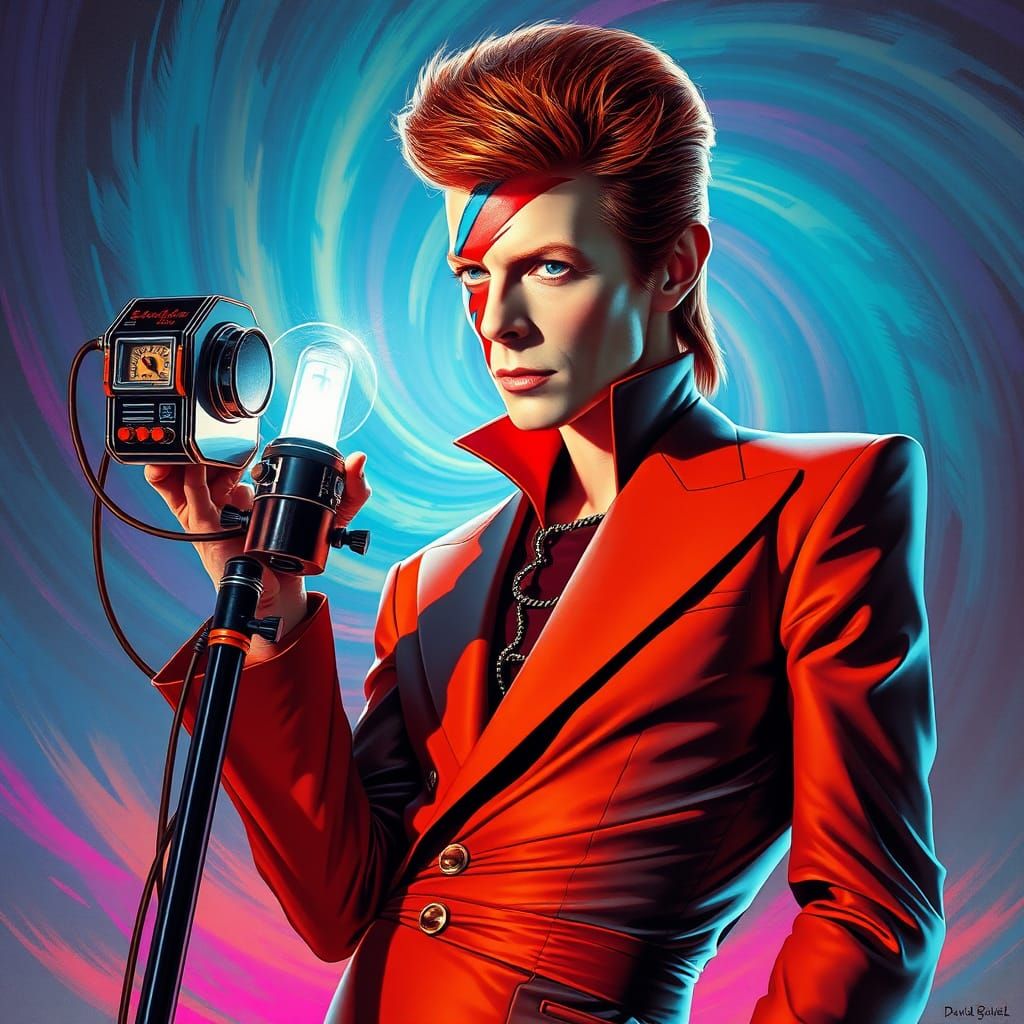 Futuristic Figure with Phosphoroscope in Syd Mead Style