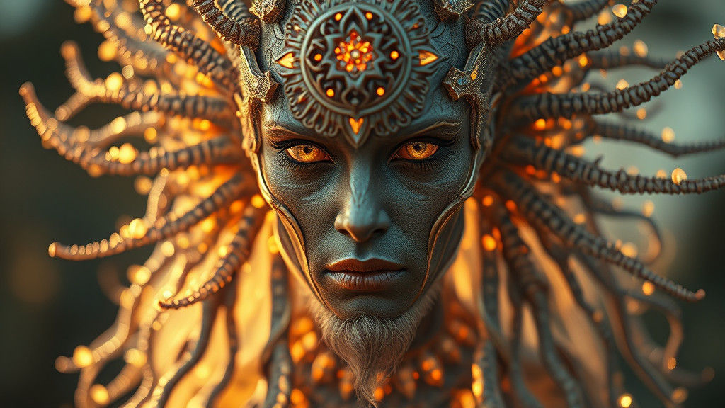 Ethereal Soul Force Radiating Energy in Golden Light