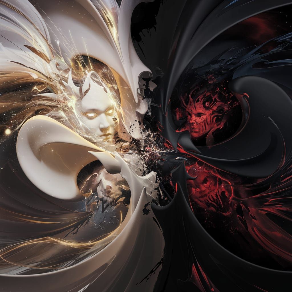 Abstract Collision of Good and Evil in 8k