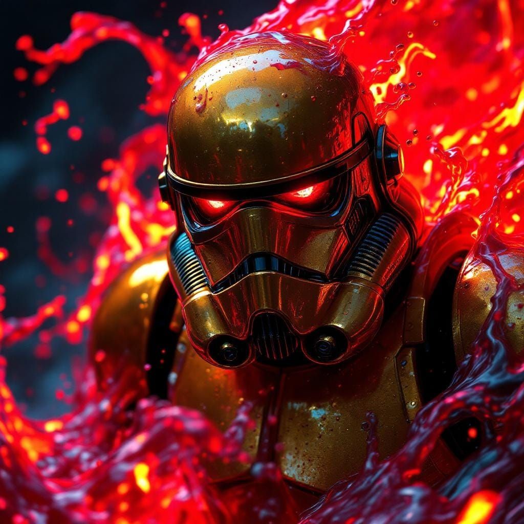 Ferocious Gold Stormtrooper in 3D Anime Style