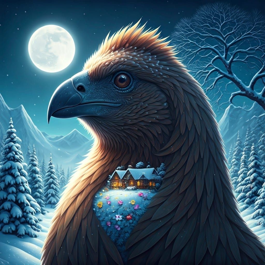 Giant Snail with Tiny Village, 3D Render