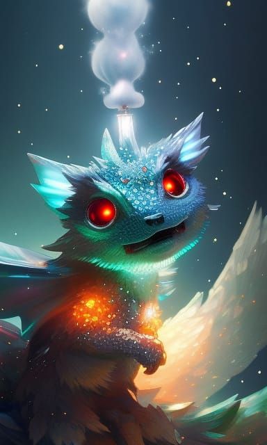 Adorable Chibi Dragon Christmas Decoration Digital Art