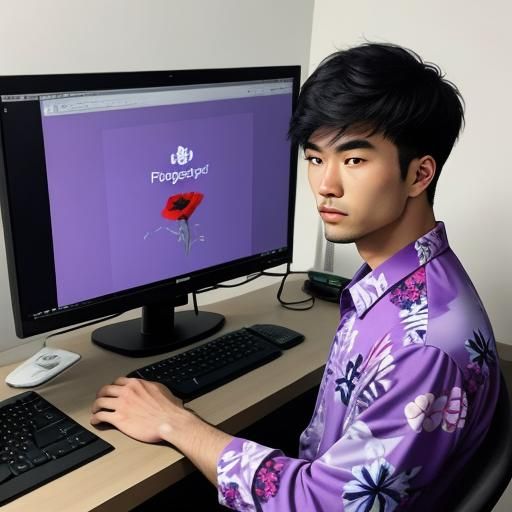 Poppy Flower and Gamer in Hawaiian Shirt