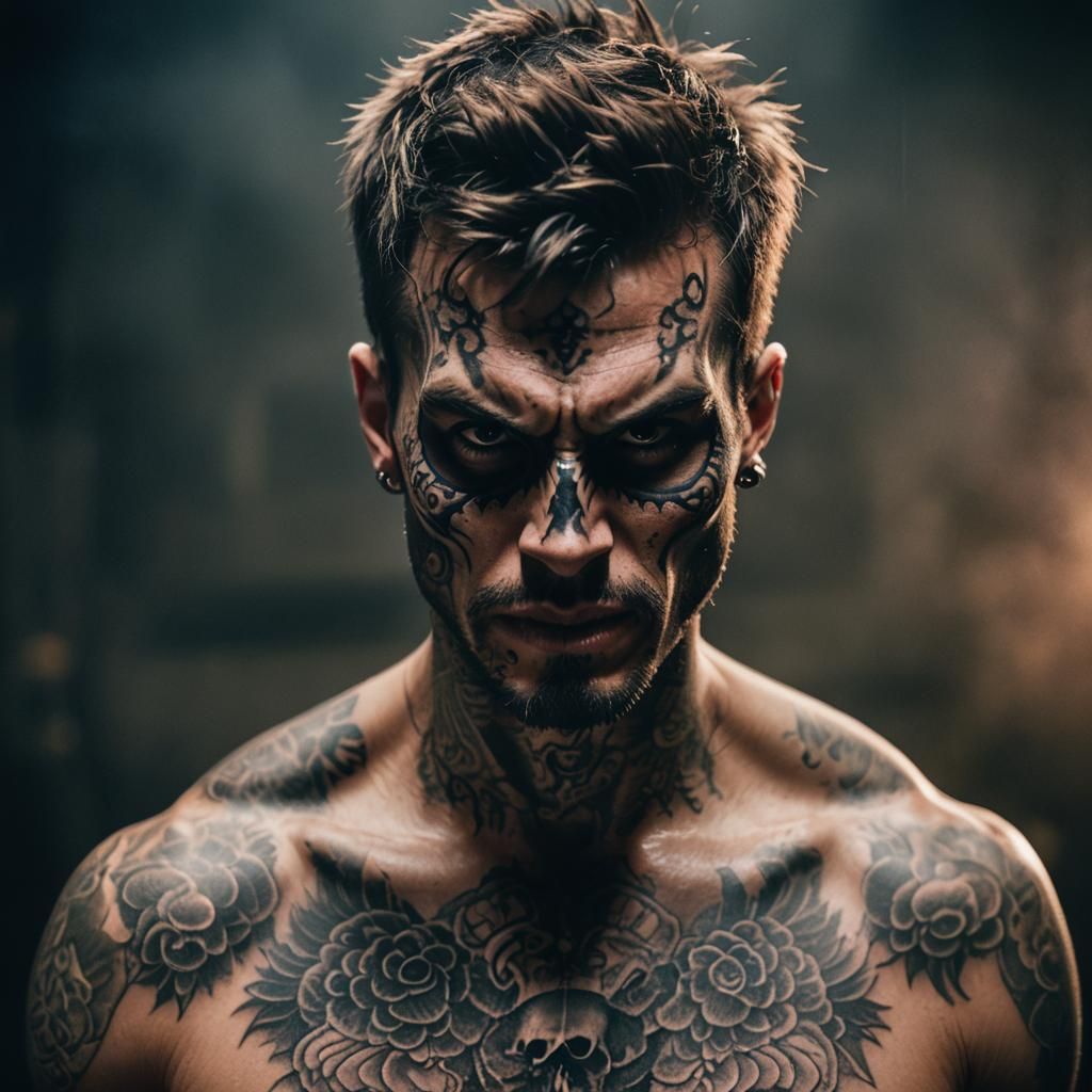 Gritty Skull Mask Portrait in Cinematic Style